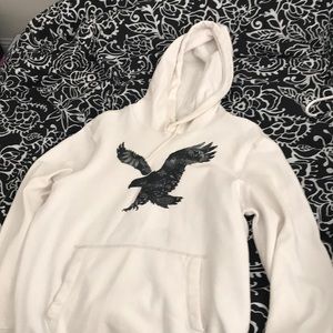 All White American Eagle Hoodie